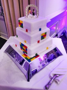 Our lovely Cake with our Lego Cake Toppers!